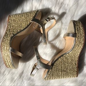 Badgley Mischka Gold Strappy Wedge Sandal